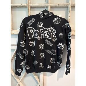 Popeye kids size large black & white hoodie sweatshirt